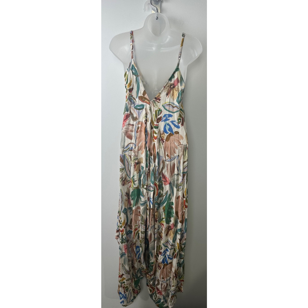 World Market Jumpsuit Womens S/M Floral Print Harem Rayon Boho Lagenlook E6 - Picture 5 of 8